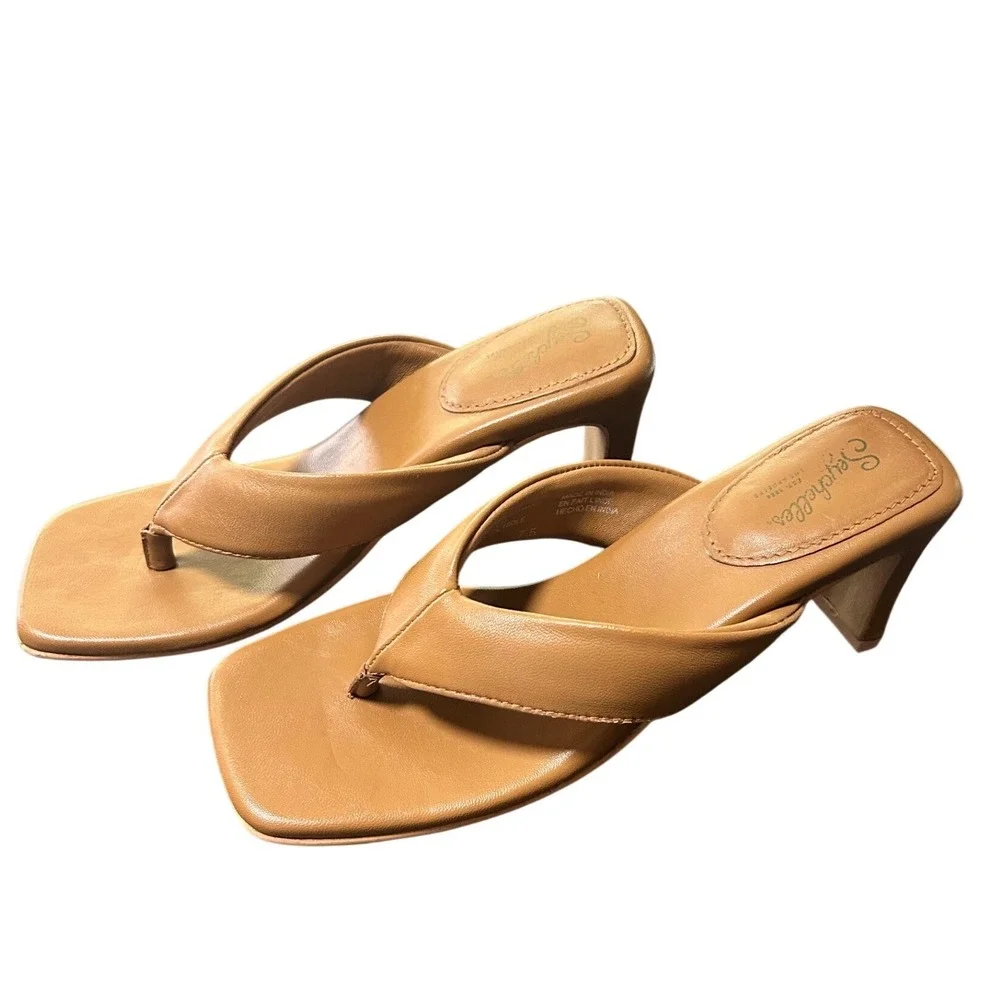 Seychelles Womens Tan Leather Square Toe Block Heel Sandals Size 7.5 - WD